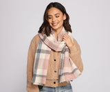 Wrapped In Cozy Vibes Plaid Blanket Scarf