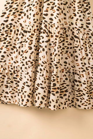 Leopard Smocked Waist Tiered Dress