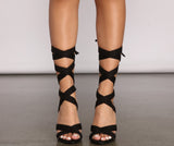 Trendy Diva Lace-Up Block Heels