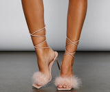 Glam Life Marabou Lace-Up Heels
