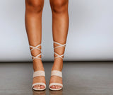 Everyday Chic Faux Suede Lace Up Heels