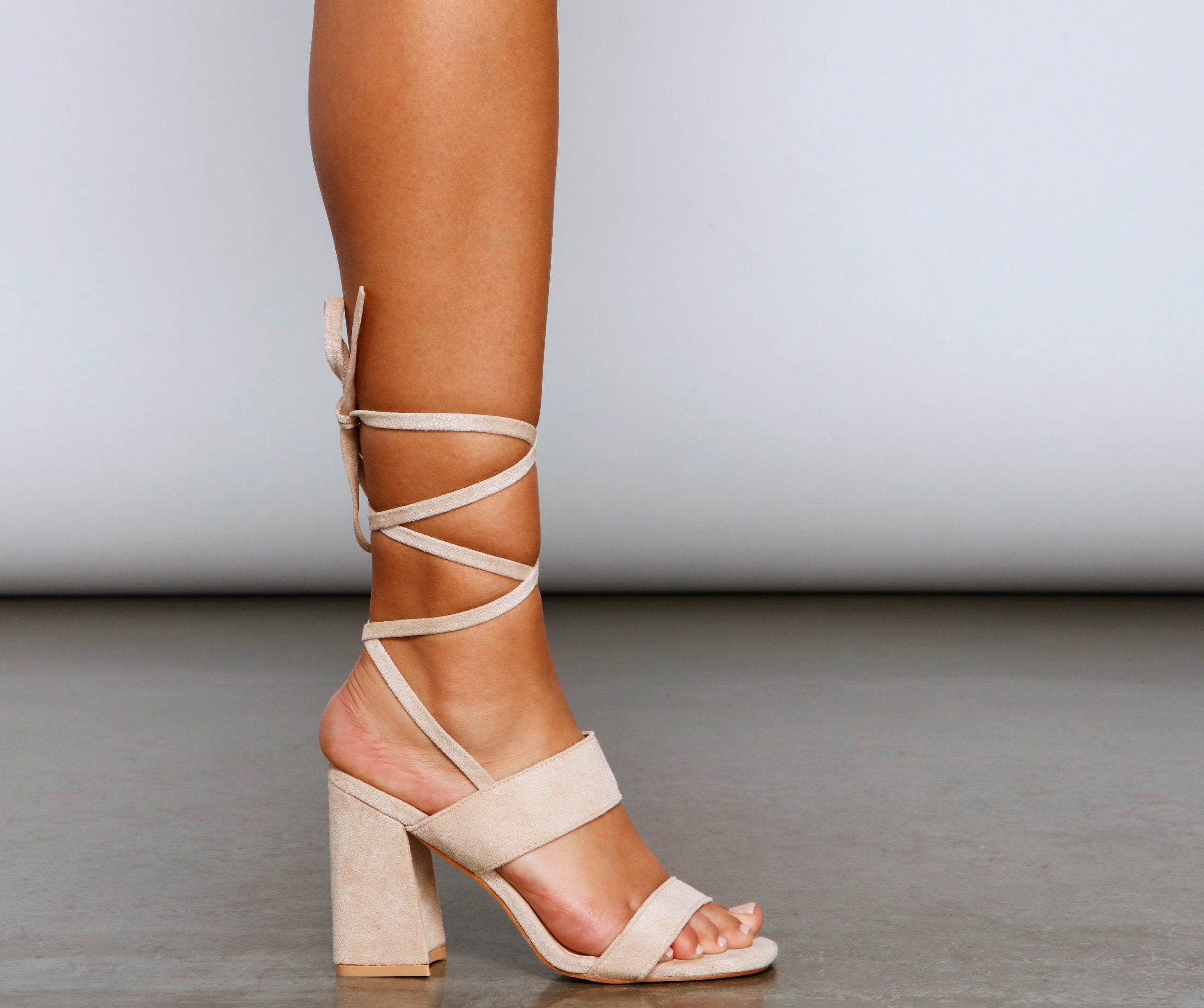Everyday Chic Faux Suede Lace Up Heels