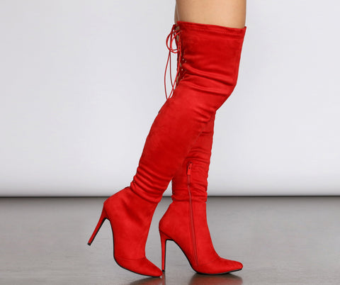 Lace Back Stiletto Boots