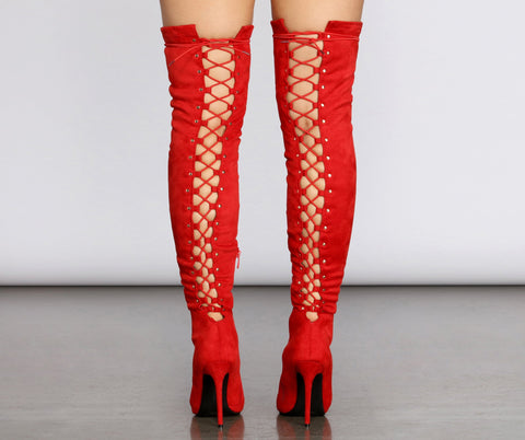 Lace Back Stiletto Boots