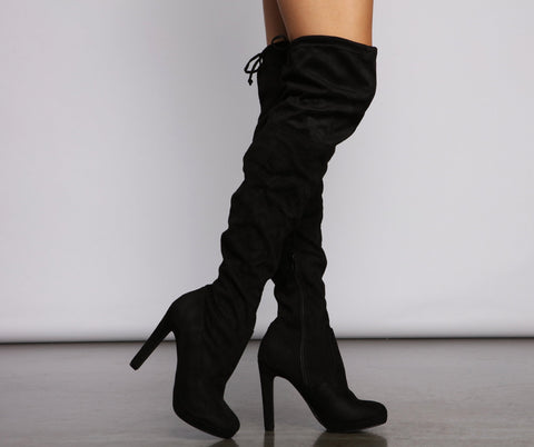 Thigh High Faux Suede Stiletto Boots