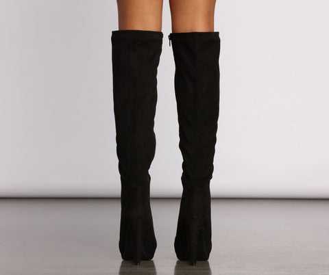 Faux Suede Over The Knee Stiletto Boots