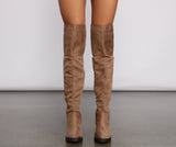 Faux Suede Over The Knee Lug Sole Boots