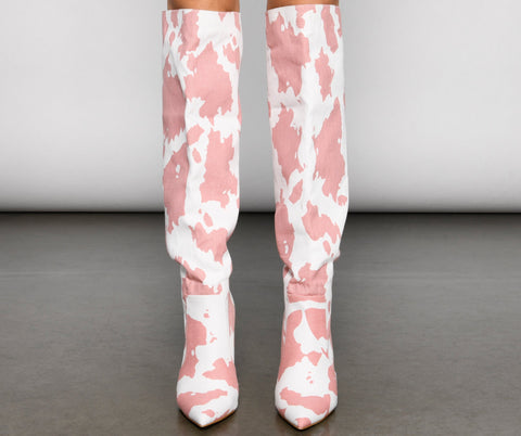 Moo Over Denim Knee-High Stiletto Boots