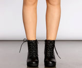Kickin' It Faux Leather Lace Up Booties