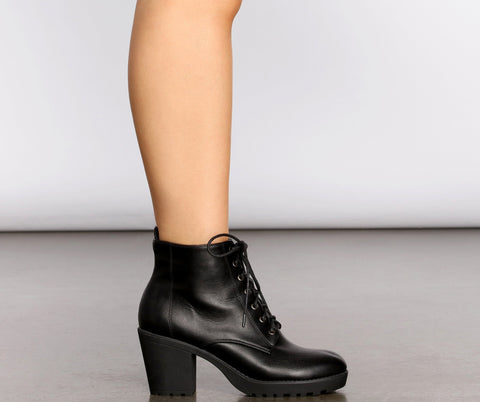 Kickin' It Faux Leather Lace Up Booties