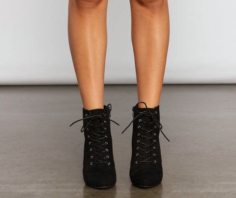 Essential Faux Suede Lace Up Booties