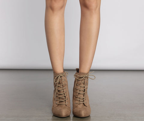 Essential Faux Suede Lace Up Booties