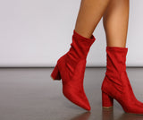 Faux Suede Pointed Toe Sock Booties