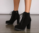 Effortlessly Chic Lace-Up Lug Sole Booties