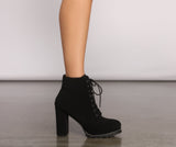 Effortlessly Chic Lace-Up Lug Sole Booties