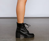 Edgy and Chic Faux Leather Lug Booties