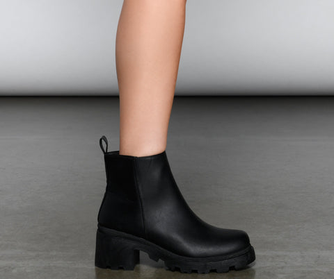 Edgy Glam Lug Sole Ankle Booties