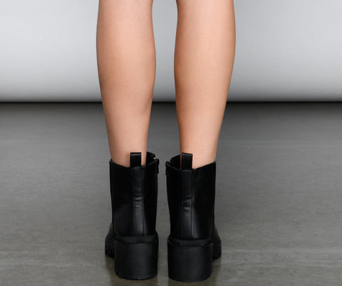 Edgy Glam Lug Sole Ankle Booties