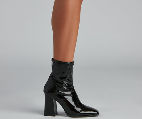 Edgy Chick Patent Leather Booties