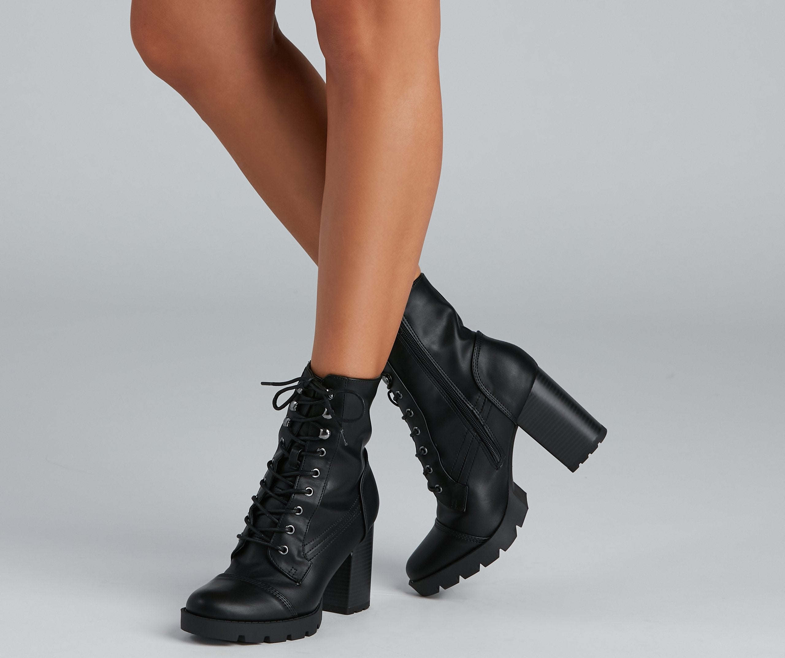 Wild Side Faux Leather Lug Boots
