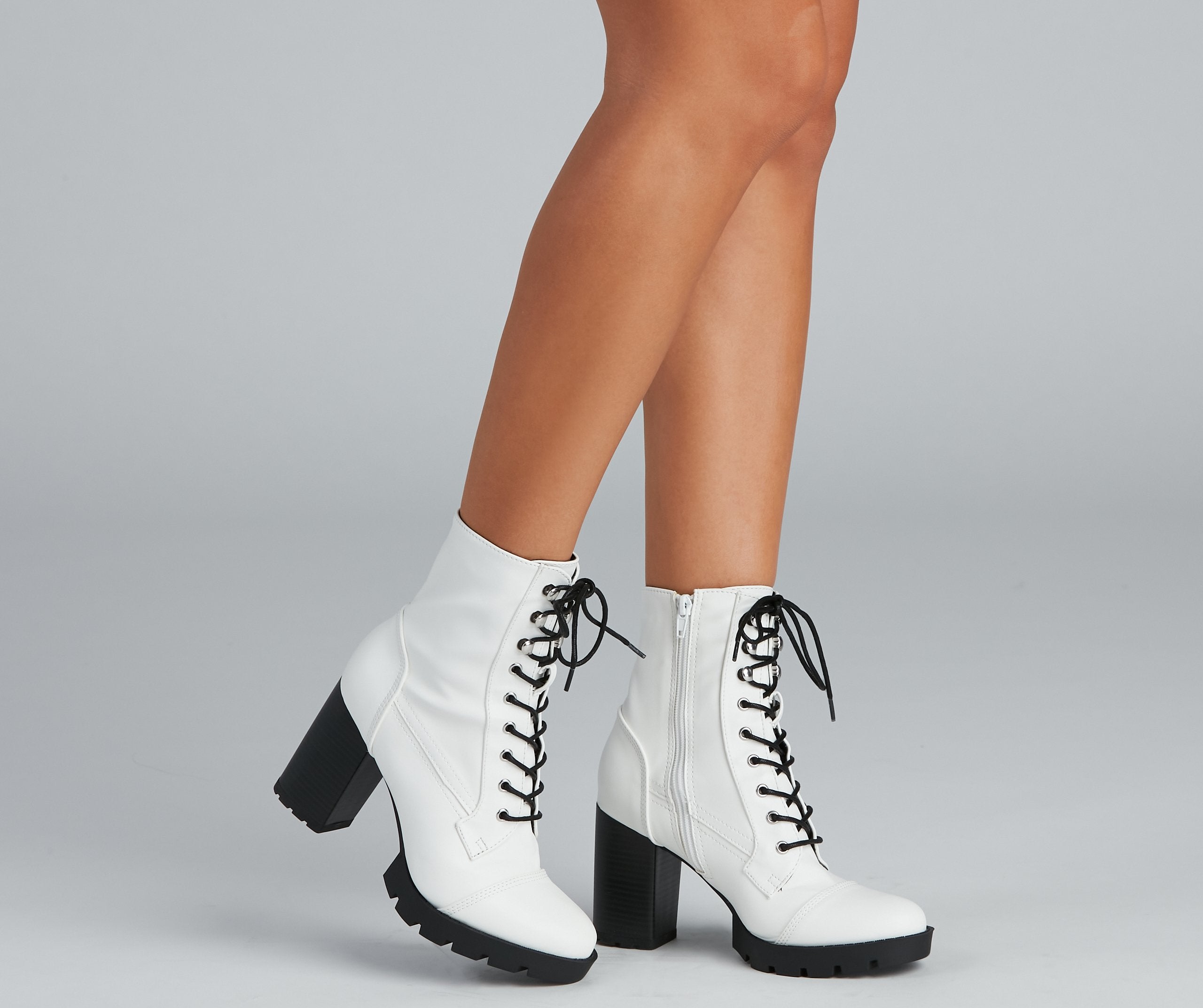 Wild Side Faux Leather Lug Boots