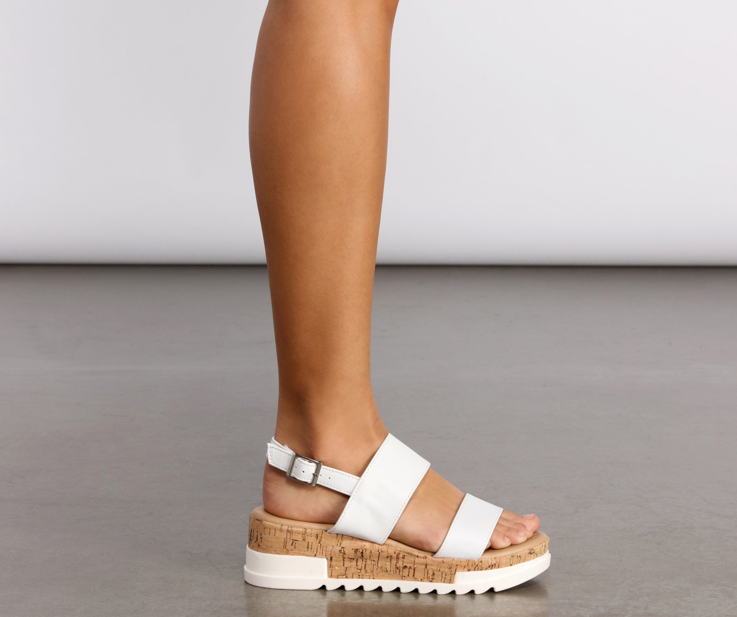 Just In Time Faux Leather Platform Sandals