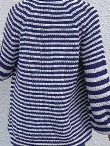 Cardigan boutonné à manches lanternes et rayures