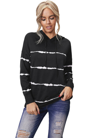 Tie Dye Striped Drop Shoulder Hoodie