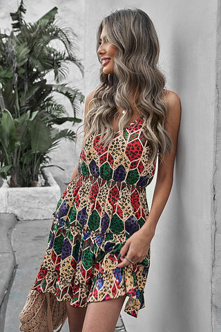 Kleid mit Leoparden- und geometrischem Print