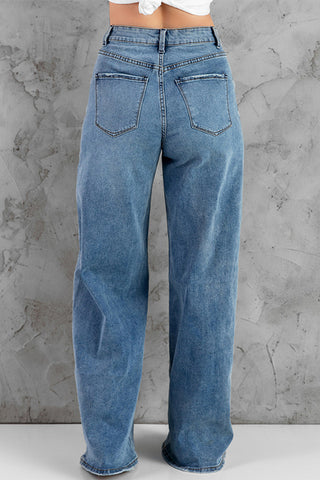 Vintage Wash Wide Leg Jeans