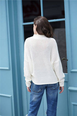 Waffle Knit Rolled Hem Sweater