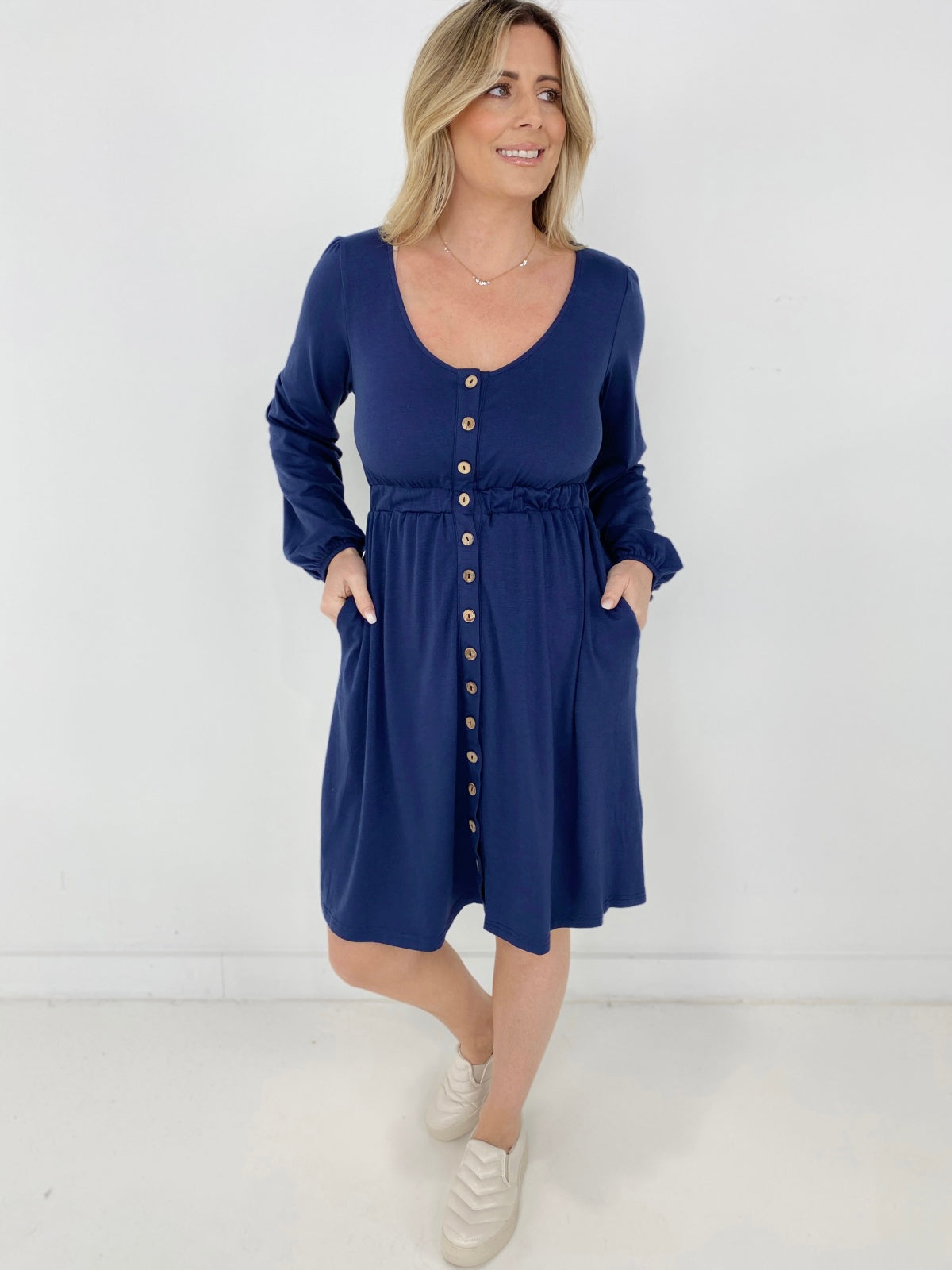 New Colors! Button Up Long Sleeve Dress