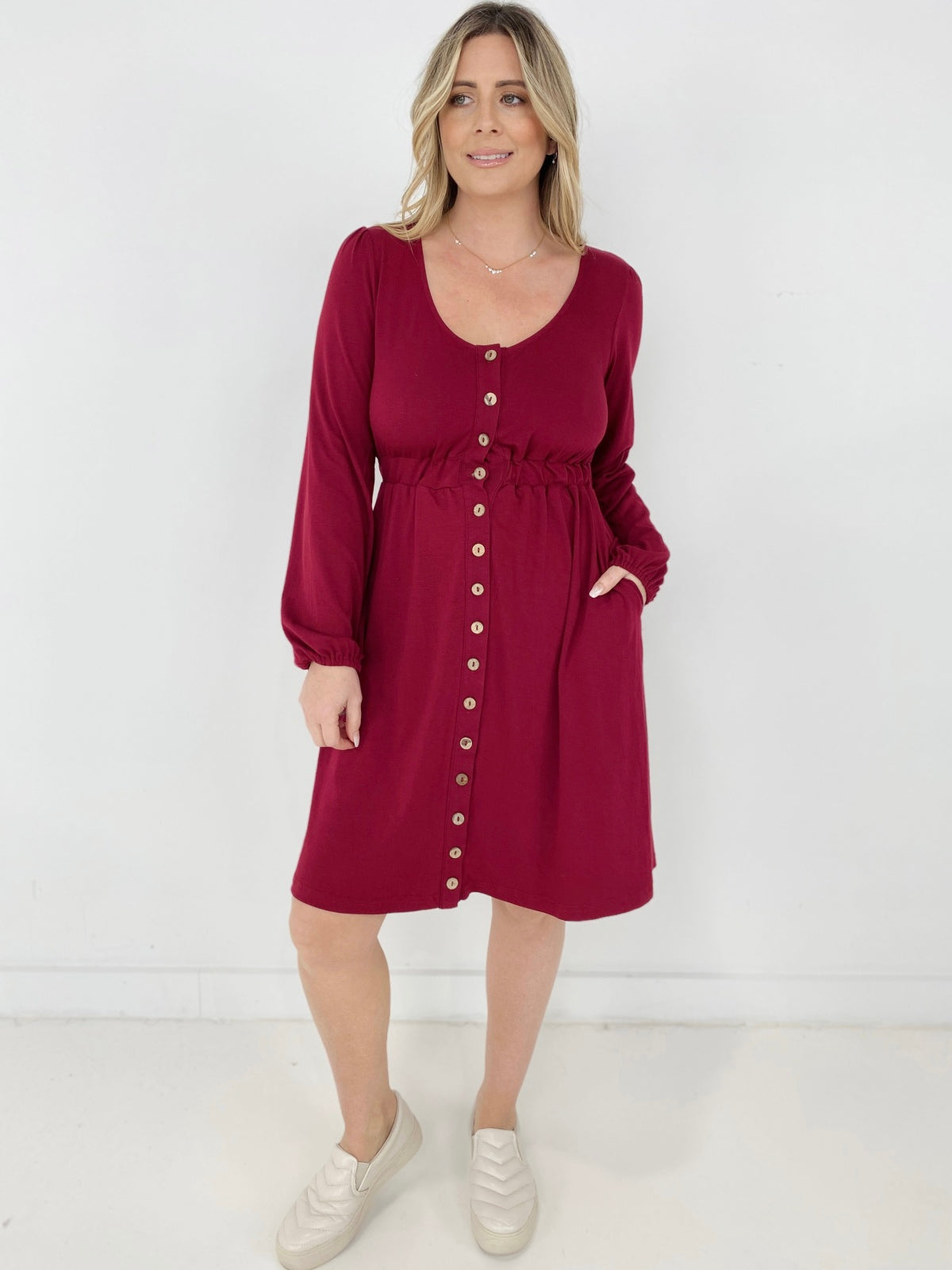 New Colors! Button Up Long Sleeve Dress