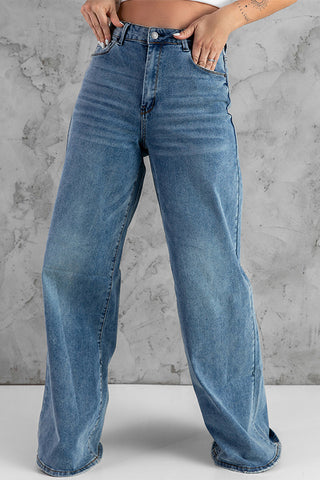 Vintage Wash Wide Leg Jeans