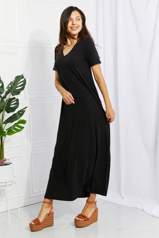 Simple Wonder Full Size Pocket Maxi Dress in Black