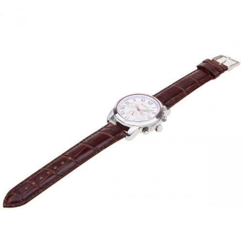 Chronographe avec bracelet en cuir (cadran blanc 4,5 cm) - Romain