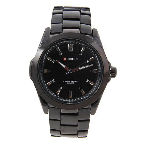 Montre étanche en acier inoxydable noir (cadran noir de 5,2 cm)