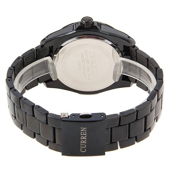 Montre étanche en acier inoxydable noir (cadran noir de 5,2 cm)