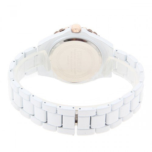 White Stainless Steel Waterproof Rhinestone Watch (White 4.5cm Dial)