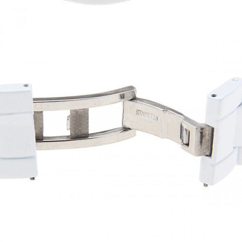 White Stainless Steel Waterproof Rhinestone Watch (White 4.5cm Dial)