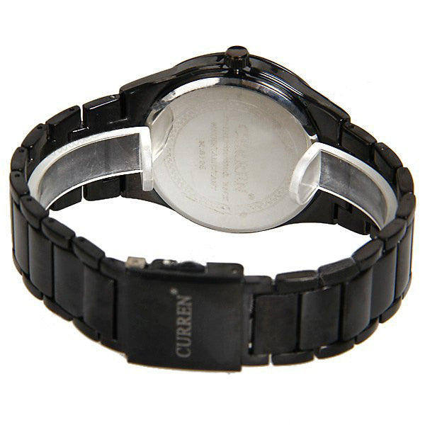 Montre en acier inoxydable noir (cadran noir de 4,4 cm)