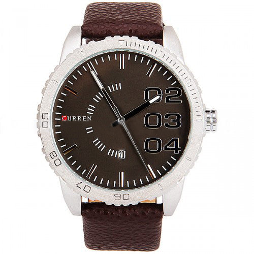 Watch with Leather Band (Brown 5.2cm Dial)