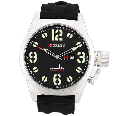 Watch with Silicone Band (Black 5.7cm Dial)