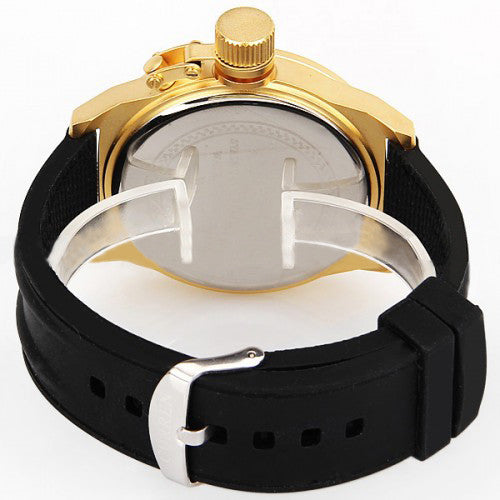 Montre dorée avec bracelet en silicone (cadran blanc 5,7 cm)