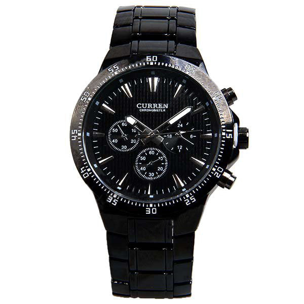 Chronographe en acier inoxydable noir (cadran noir de 4,8 cm)