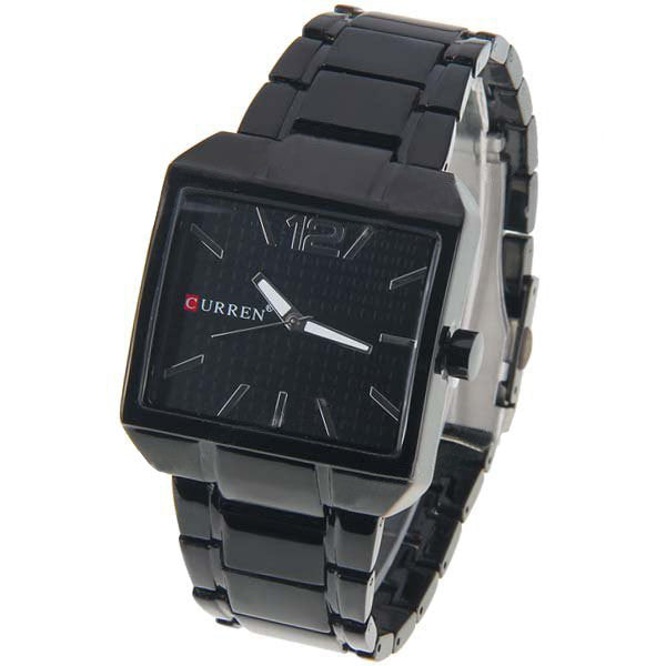 Montre en acier inoxydable noir (cadran noir de 4 cm)