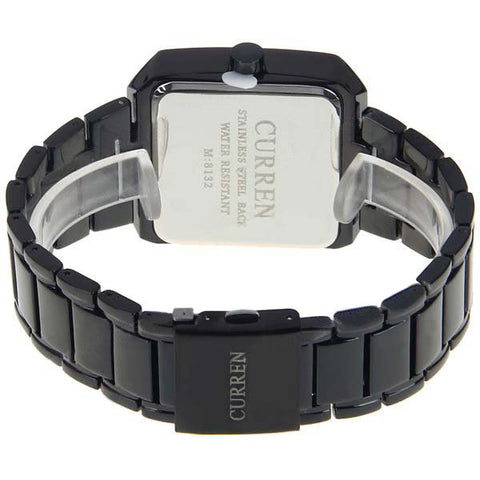 Montre en acier inoxydable noir (cadran noir de 4 cm)