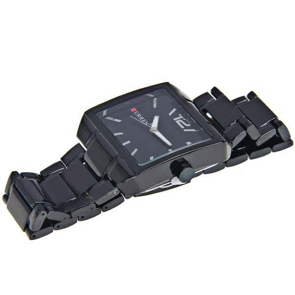 Montre en acier inoxydable noir (cadran noir de 4 cm)