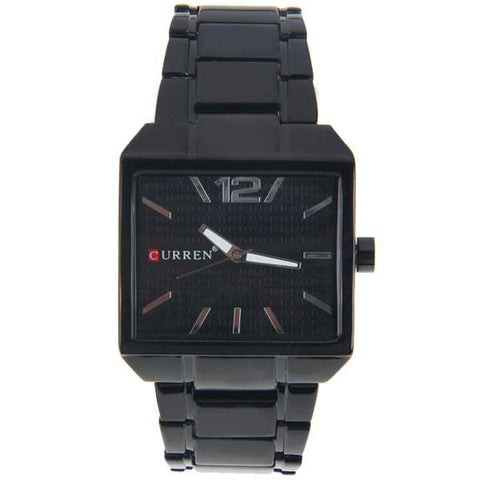 Montre en acier inoxydable noir (cadran noir de 4 cm)