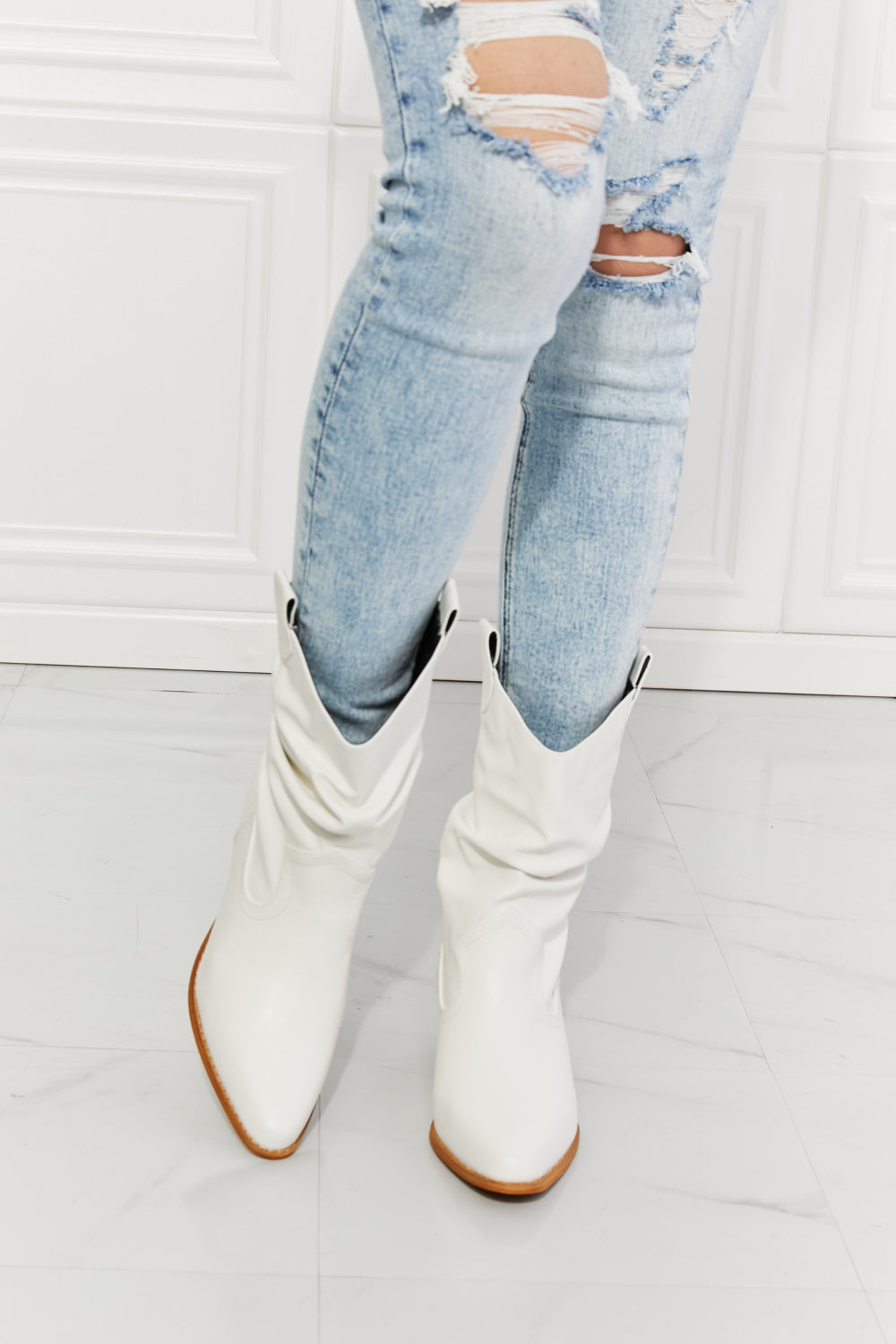 Bottes de cowboy Scrunch Better in Texas en blanc